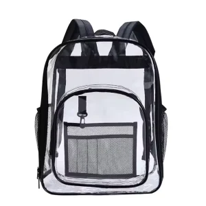 Men’s Women’s PVC Transparent Geometric Backpack Fashionable Anti Theft Waterproof Laptop Compartment Arcuate Shoulder Strap