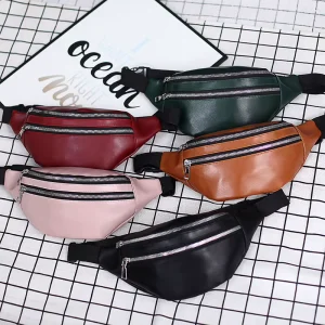 Men’s Women’s Sports Waist Bag Laser Design Waterproof Zipper Chest Shoulder Bag Portable Mobile Phone Coin Purse for Running
