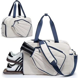 Men’s & Women’s Tennis Tote Bag Stylish Polyester Zipper Closure Portable Handbag for Carrying 2 Rackets