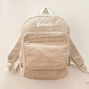 Men’s & Women’s Unisex Foldable National Style Corduroy Backpack Custom Logo OEM ODM School Travel Portable LOW MOQ