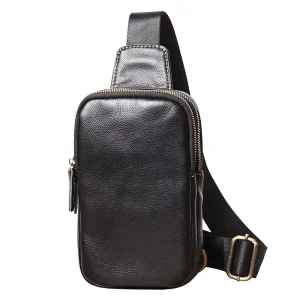 Men’s Women’s Vintage Genuine Leather Crossbody Shoulder Bag Chest Sling Design with Zipper Closure for Travel