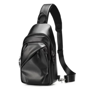 Men’s Women’s Waterproof Chest Bag Large Capacity Crossbody Shoulder Strap Vintage Durable Nylon PU