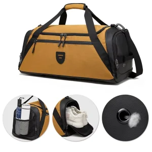 Men’s Women’s Waterproof Gym Sports Travel Bag Fashion Zipper Closure Letter for Yoga Outdoor Football Swimming Travel