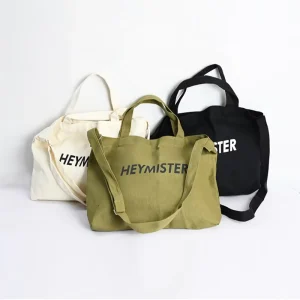 Messenger Shoulder Bag Man Cross Custom Cotton Canvas Tote Bag with Pockets and Magnetic Buckle