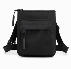 Mini Black Nylon Zipper Shoulder Bag Multi Use Crossbody Bag For Men