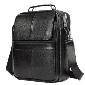 Mini Genuine Leather Waterproof Anti-Theft Lightweight Messenger Bag for Men Small Shoulder Crossbody Bag Multi Zipper Pockets