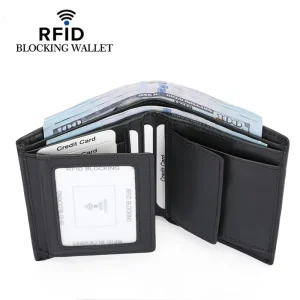Minimalist Business Anti theft Blocking European Style Men’s RFID Leather Wallet Ultra Fine Leather Card Holder