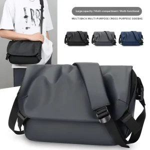 Minimalist PU Men’s Shoulder Bag Trolley Strap Portable Travel Chest Bag Large Capacity Lightweight Durable Trendy Summer 37