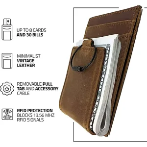 Minimalist Wallet for Men with Magnetic Money Clip Leather Wallet Credit Card Holder RFID Blocking