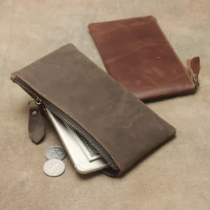 Model 166 Vintage Men’s Genuine Leather Clutch Bag First Layer Top Grain Cowhide Short Length Card Holder Cash Wallet Polyester