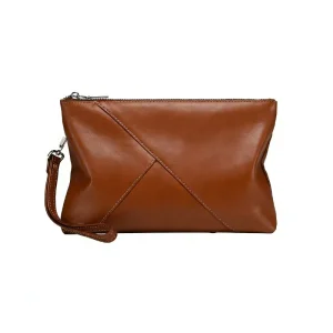 Modern Men’s Genuine Leather Clutch Bags with RFID Blocking and Card Slots with Detachable Wrist Strap Suitable for Cell Phone