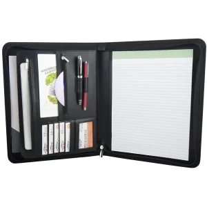 ModernQiu High Quality Custom A4 Size Black PU Leather Business Portfolio Folder And Bag For Document Storage Unisex