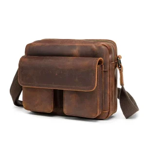 Most Popular Fashion Retro Solid Leather Bags Waterproof Cowhide Leather Shoulder Messenger Handbag Bag for Men