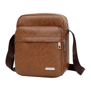 Most Popular Vintage Small PU Leather Crossbody Messenger Bag Men Mini Multi Pocket Purse Logo Decoration Fashionable Summer