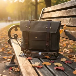 Motorcycle Single Shoulder Vintage Style Canvas Luggage Tail Bag Top Layer Leather Riding Gear Men’s Shoulder Bag