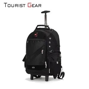 Multi Function Unisex Trolley Travel Bag Business Boarding Bag Large Capacity Waterproof Nylon Men’s Laptop Backpack with Wheels