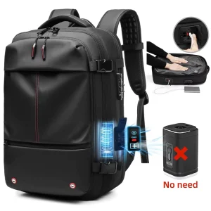 Multi Functional 17 Inches Laptop Bag Dry Wet Separation Expandable Anti-Theft with Built in Pump Vacuum Compression Backpack