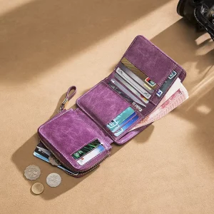 Multi Functional Leather Driver’s License Card Bag Men’s Short Wallet