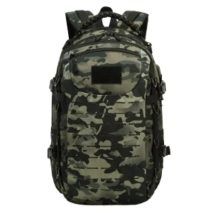 Multi-Functional Tactical Outdoor Hiking Camping Backpack MOLLE Webbing Adjustable Straps 25L Capacity Daisy Chain Polyester