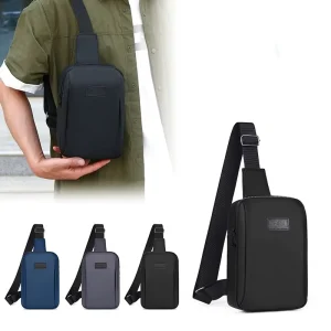 Multi-Layer Crossbody Phone Bag Large Capacity Solid Color Simple Shoulder Bag Fashion Versatile Men’s Chest Bag