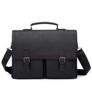Multi Pocket Large Capacity Classic Handmade Luxury Men’s Soft Bag Business Briefcase Satchel PU Leather Shoulder Messenger