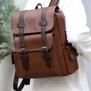 Multi functional Custom Logo Anti theft Fashion PU Leather Zipper Closure Polyester Travel Men’s Laptop Backpack Waterproof