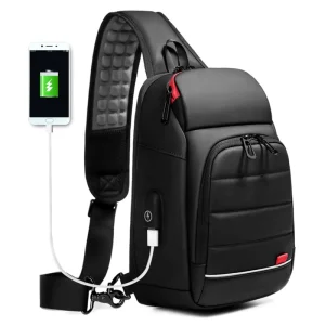 Multifunction Crossbody Men’s Shoulder Chest Bag Waterproof Anti theft Messenger Sling Bag With USB Charging Port