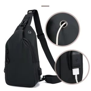 Multifunctional Durable Daypack Portable Chest Crossbody Bag Lightweight Zipper Shoulder Sling Bag with Adjustable Strap