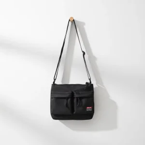 Multifunctional Large Capacity Casual Fashion Men’s Crossbody Messenger Bag Black Waterproof Nylon Zipper Closure