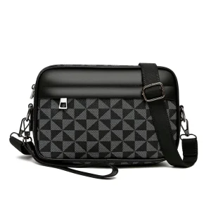 Multifunctional Men’s Business Shoulder Bag Small Square Fashion Wrist Mobile Phone Bag with Logo Decoration