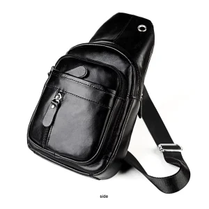 Multifunctional Men’s Chest Bag Large Capacity Cowhide Genuine Leather Fashionable Crossbody Design