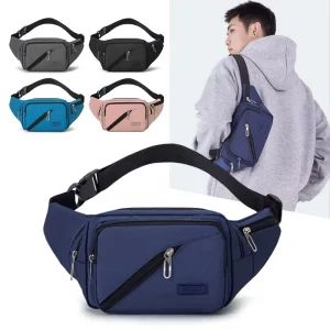 Multifunctional PVC Zipper Chest Bag Casual Crossbody Waist Bag Men’s Shoulder Bag Large Capacity Anti-splashing