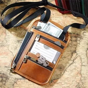 Multifunctional Passport Bag RFID Cross Body One Shoulder Storage Bag Overseas Flight Ticket Card Holder Wallet Mens Slim Bags