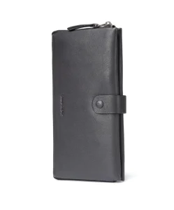 Multifunctional RFID Blocking Large Capacity Zipper Wallet Men’s Black Split Leather Long Handbag Women’s Clutches