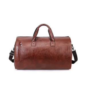 Multifunctional Waterproof Large Capacity Folding Travel Duffel Leather Luggage for Men Garment Travel Bag