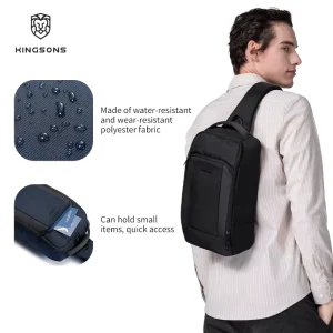 Navy Polyester 6.5L Fits 11 inch iPad Men’s Crossbody Sling Bag for Daily Commute