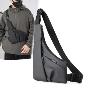 New Anti-theft Close-fitting Gun Bag Triangle Casual Leather Film Men’s Bag Left and Right Crossbody Casual Chest Bag