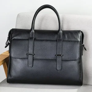 New Arrival Genuine Leather Men’s Handbag High Quality Fashionable Shoulder Crossbody Bag for Business Laptop Factory