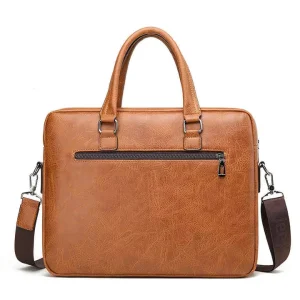 New Arrival Men’s Large Capacity PU Leather Business Laptop Briefcase Fashionable Style with Lock Decoration