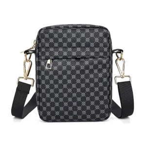 New Arrival Men’s Summer Fashion Checkered Print PU Leather Luxury Durable High Quality Square Crossbody Shoulder Bag Portable