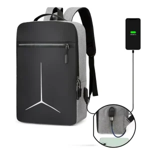 New Arrival Unisex Anti Theft Waterproof Oxford External Frame Laptop Backpack USB Charging Zipper Closure Physiological Curve