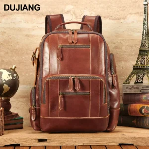 New Backpack Large Capacity Retro Cowhide Travel Bag Multi-Function Men’s Backpack Laptop Bag