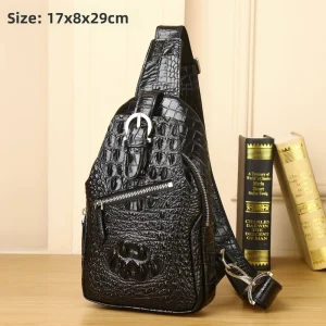 New Crocodile-pattern Men’s Chest Bag High-end Crossbody Bag Outdoor High-end Chest Bag Fashionable Men’s Bag