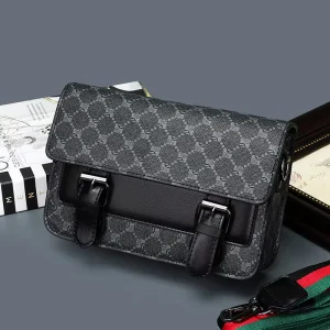 New Crossbody Shoulder Bag Men’s Fashionable Postman Casual PU Unisex Mobile Phone Portable Small Square Polyester Lightweight
