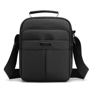 New Custom Logo Fashion Waterproof Portable Sport Black Men’s Polyester Shoulder Cross Body Messenger Bag All Seasons