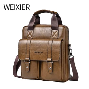 New Custom Multi compartment Men’s Vintage Simple Office Business Durable Wear Resistant Lightweight PU Crossbody Shoulder Bag