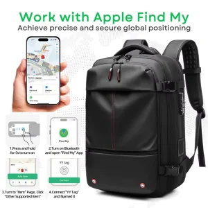 New Design 5cm Expandable Large Storage Waterproof Business Backpack Support Apple FIND MY Men’s Compressing Laptop Bag