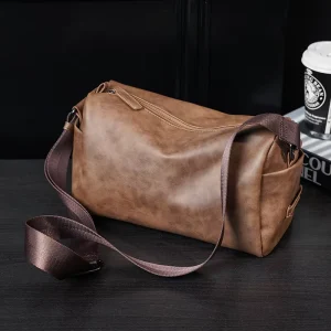 New Design Crossbody Satchel Bag Small Men’s Shoulder Bag Black Leather Messenger Bag