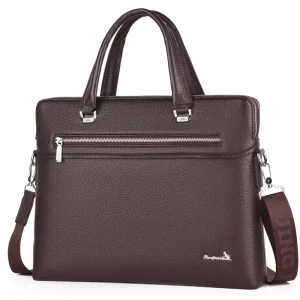 Good Quality PU Leather Men Business Handbag Laptop Bag 2 Main Pockets Suitcase for Businessmen