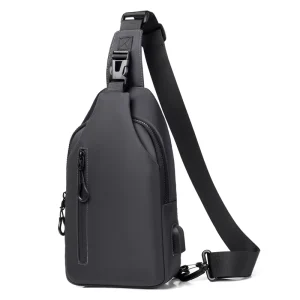 New Designer Men’s Chest Bag With USB Charging Port Casual Bag Outdoor Sports Chest Purses for Men
